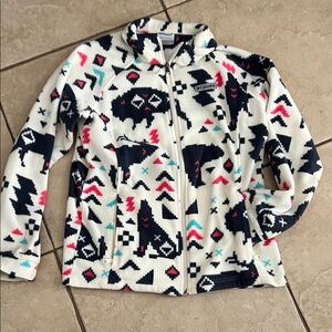 Columbia Kids Fleece Jacket - White, Blue and Pink Pattern